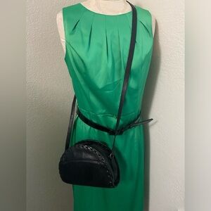 Genuine Leather SADDLE by Sabina Handbag in Black Crossbody Purse